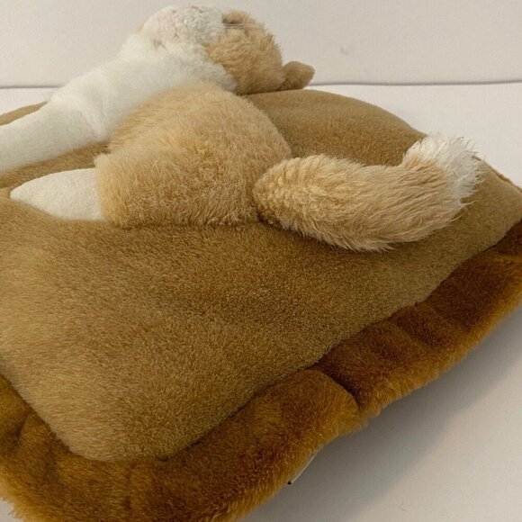 JAAG Plush 3D Cat Kitten Pillow Stuffed Animal Toy 12" Square Brown White - Picture 4 of 7